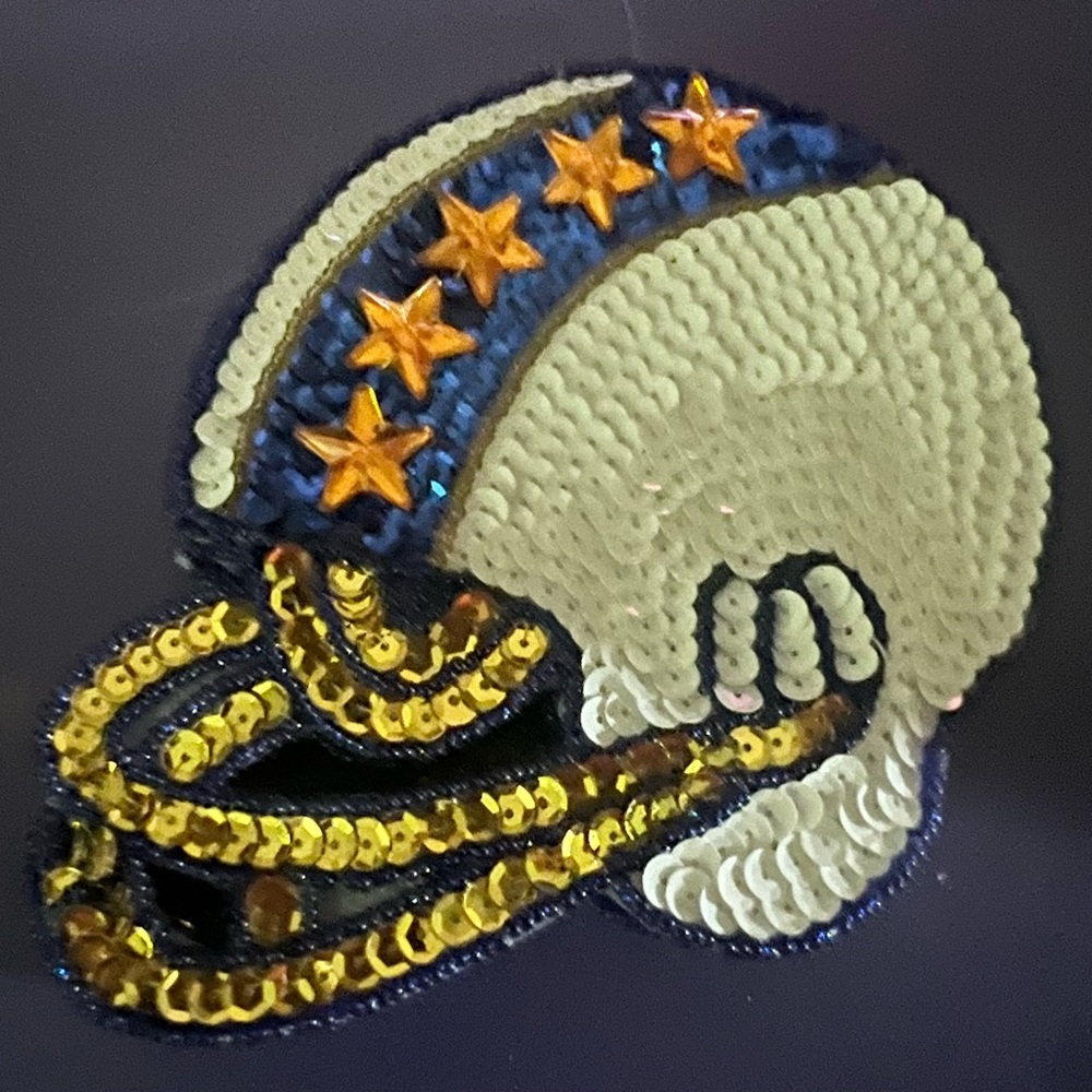 Sequin football helmet Patch with Stars